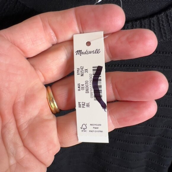 Madewell $78 Womens Plus Textural Stitch Cotton Sweater Black SIze 3X NU542 - Picture 3 of 5